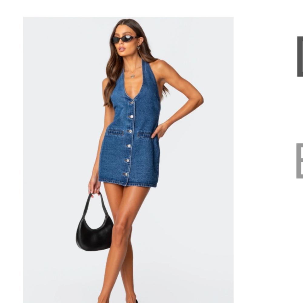 Edikted Blue Denim Mini Dress